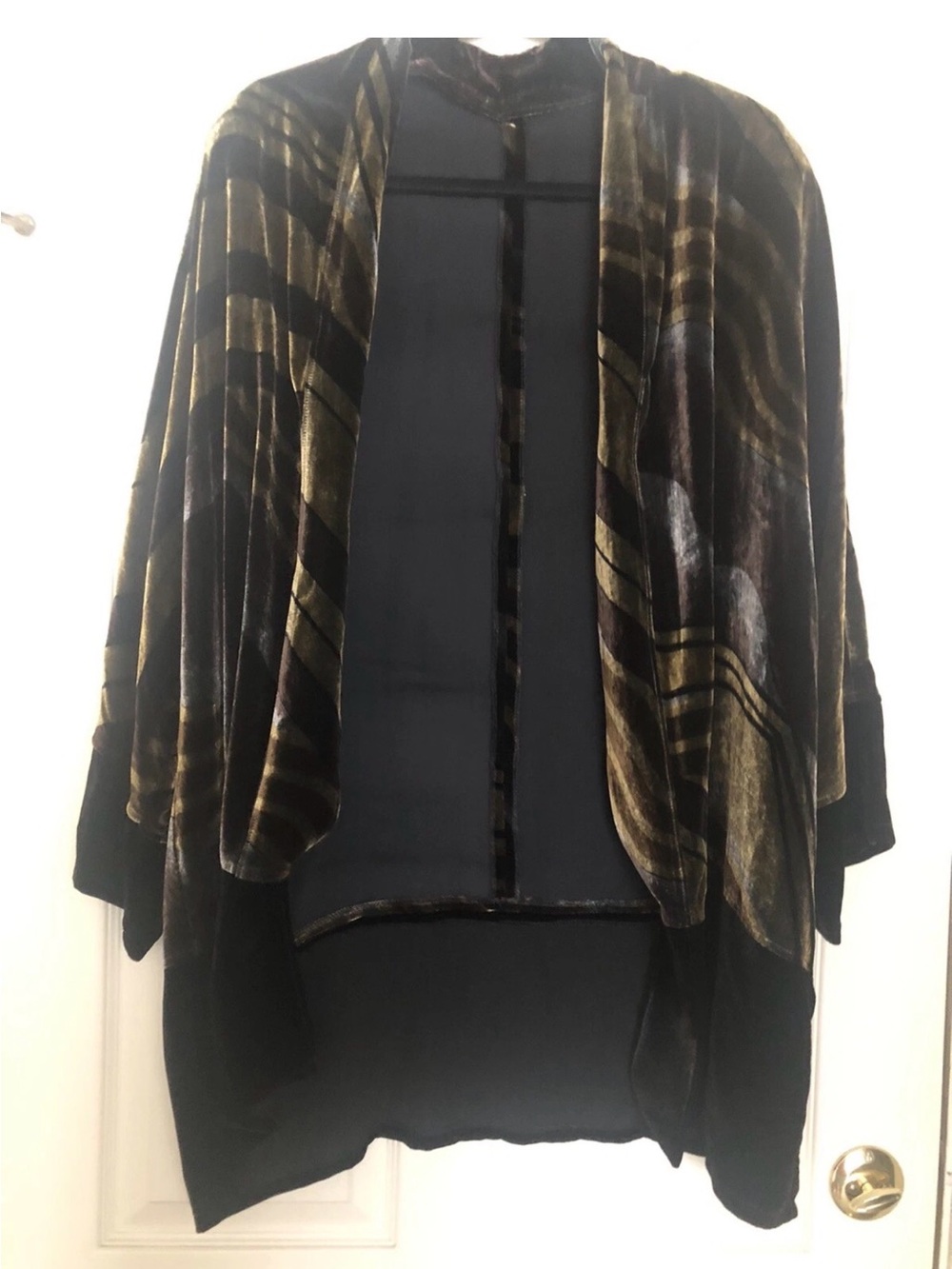 Kay Chapman Silk Velvet Open Front Art-to-Wear Jacket Size L- XL 100% Silk EUC